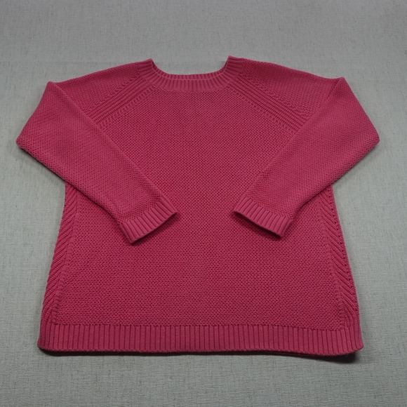 Talbots Sweater Petite Large Deep Coral Ribbed 3 4 Sleeve Knit LambsWool Comfort - Picture 1 of 10